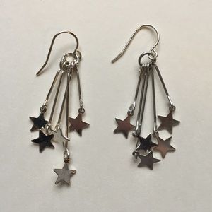 Dangling silver star earrings